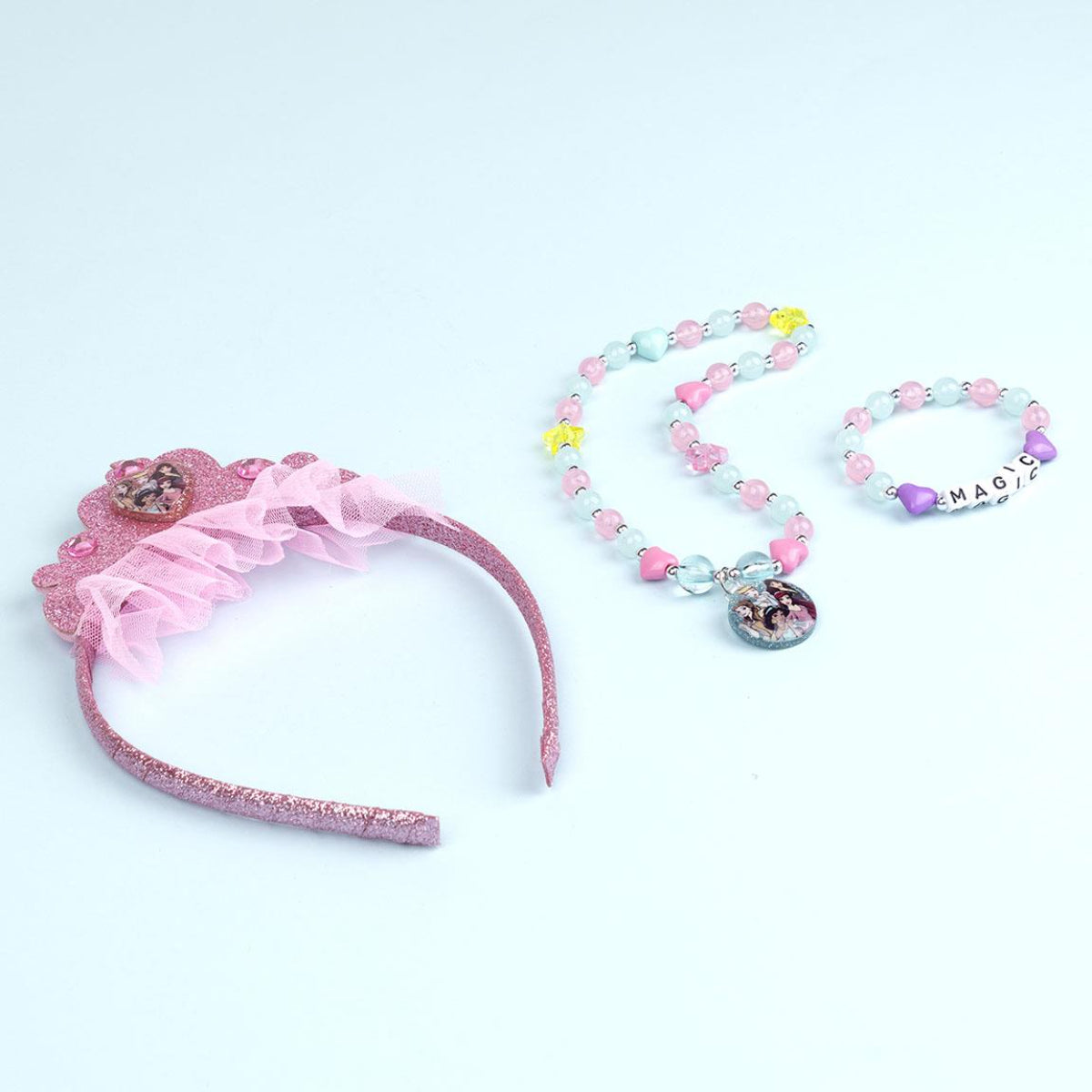 Disney Princess Schmuckset Kinder 3-teiliges Set mit Halskette, Armband & Ring
