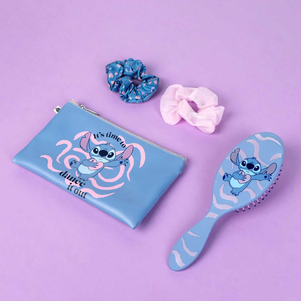 Lilo & Stitch Haarstyling-Set Stitch-Style mit Bürste, Tasche & Scrunchies