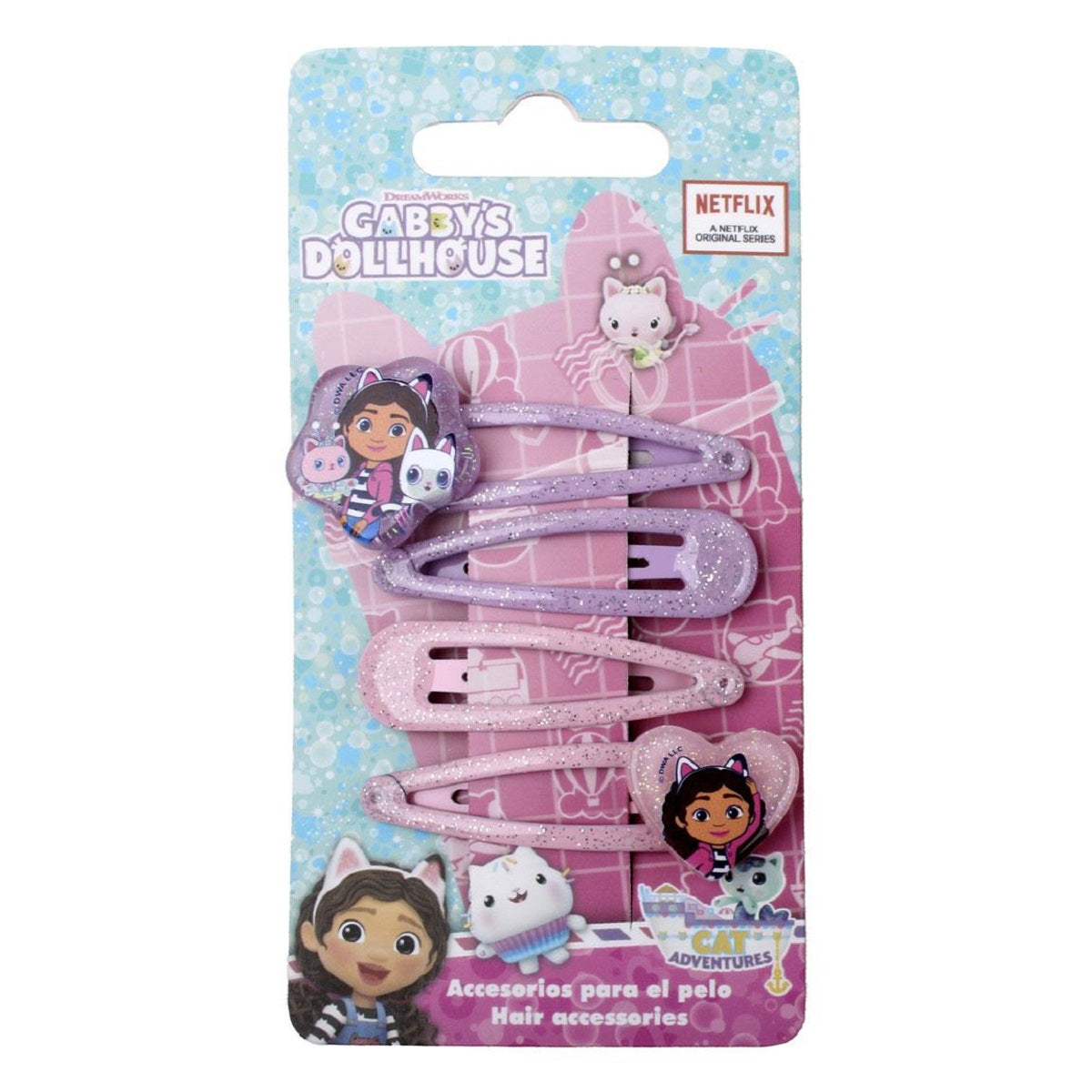 Gabby’s Dollhouse Haarspangen Set 4 bunte Clips für Kinder & Mädchen