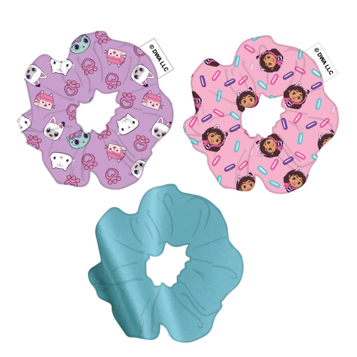 Gabby’s Dollhouse Haargummi Set – 3 Scrunchies für Kinder mit Serienmotiv