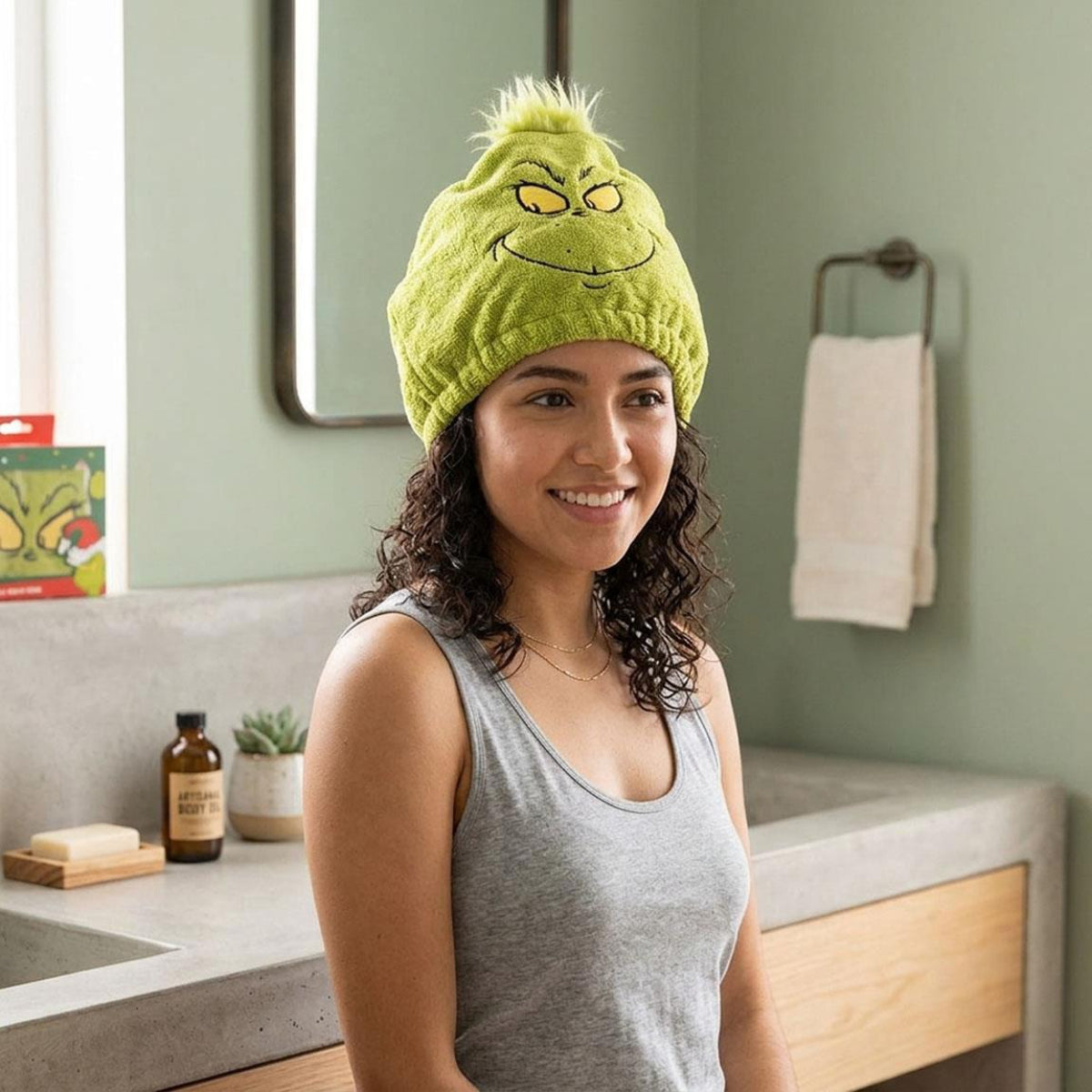 The Grinch Haarhandtuch für Zuhause Reise und tägliche Pflegeroutine