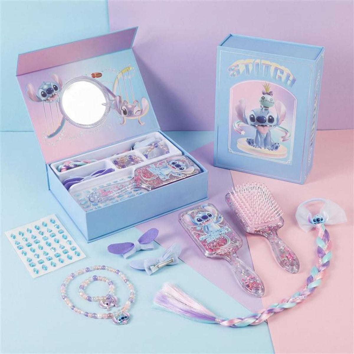 Disney Stitch Beauty Set Kinder mit Accessoires in praktischer Box für Zuhause Reisen und Spielen