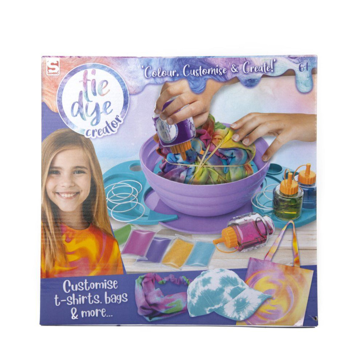 Sambro Tie Dye Creator Färbe Set für Kinder für T-Shirts Taschen und Accessoires
 Färben