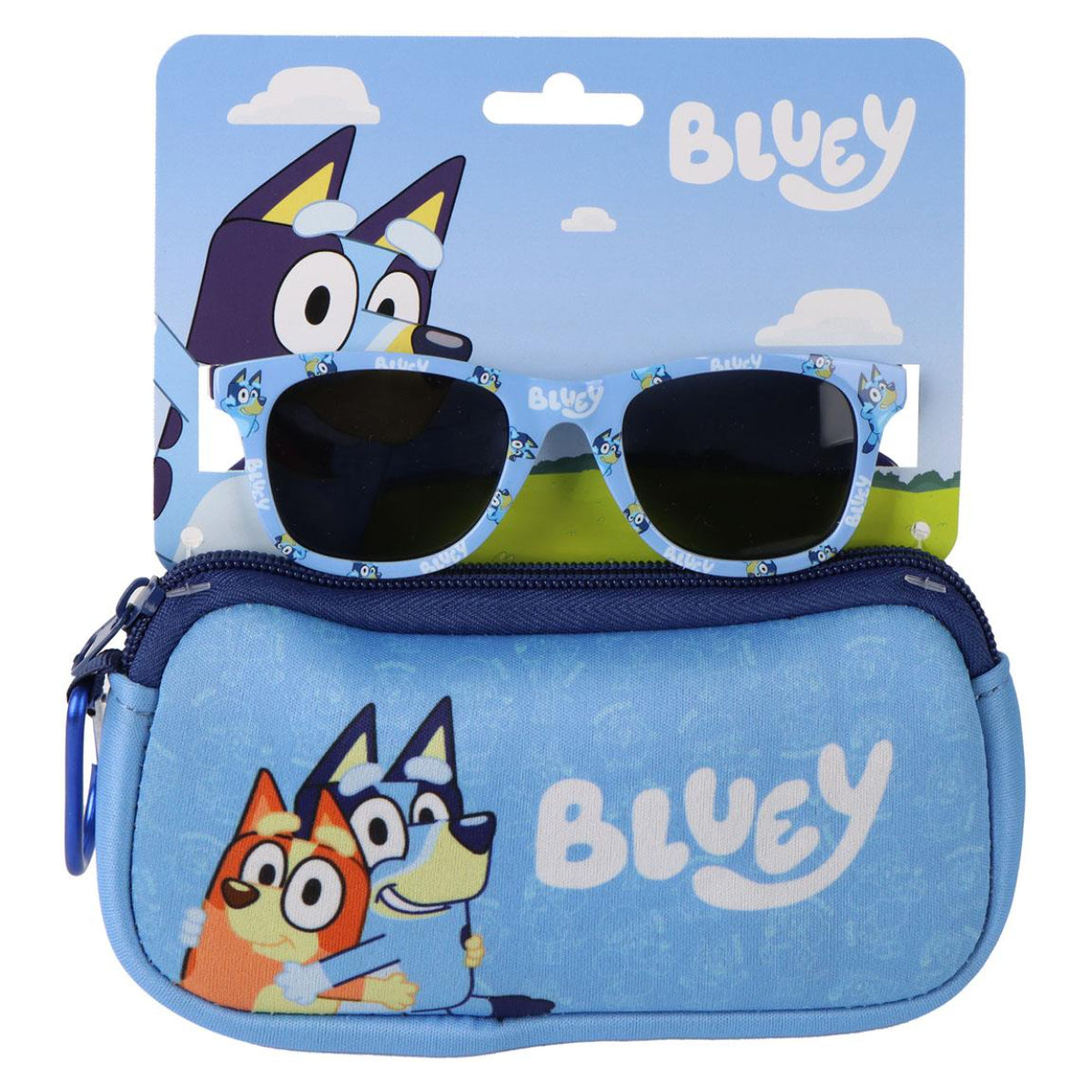 Bluey Kinder Sonnenbrillen Set mit Etui und Schutzcover für Alltag und Urlaub