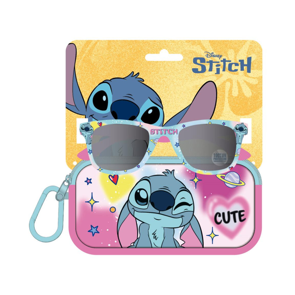Disney Stitch Kinder Sonnenbrille mit Etui und Aufbewahrungshülle für Alltag und Urlaub