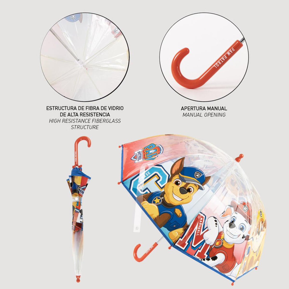 Paw Patrol Regenschirm Ø 45 cm manuell mit Applikationen für Kinder