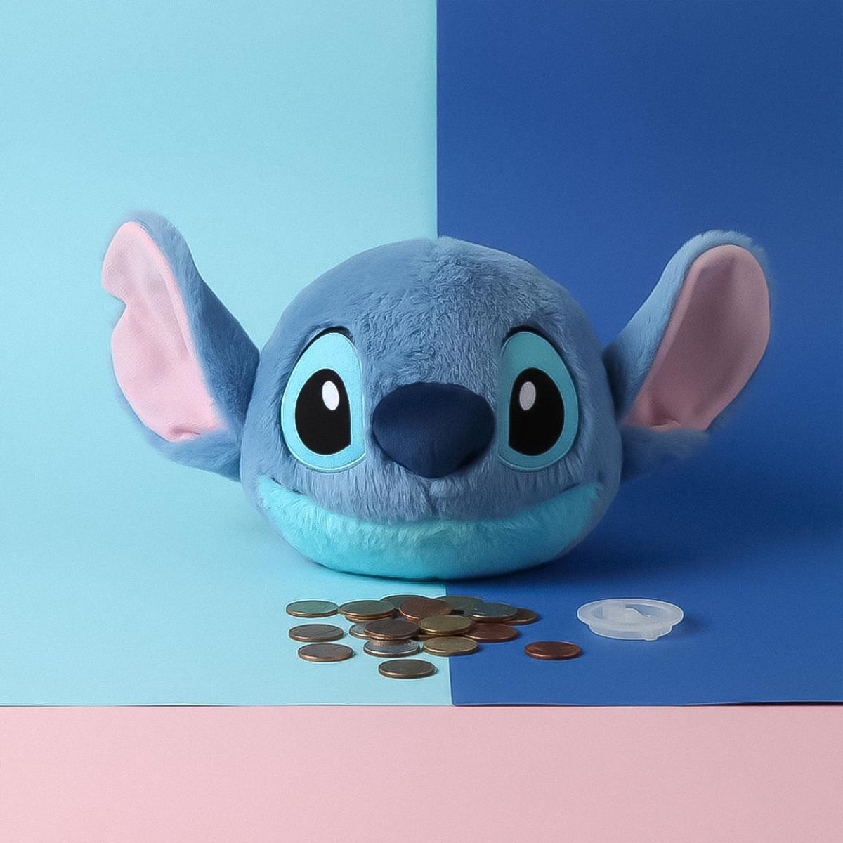 Disney Stitch Plüsch Spardose Kinder 17 × 15 × 15 cm für Münzen Kinderzimmer und Geschenkidee
