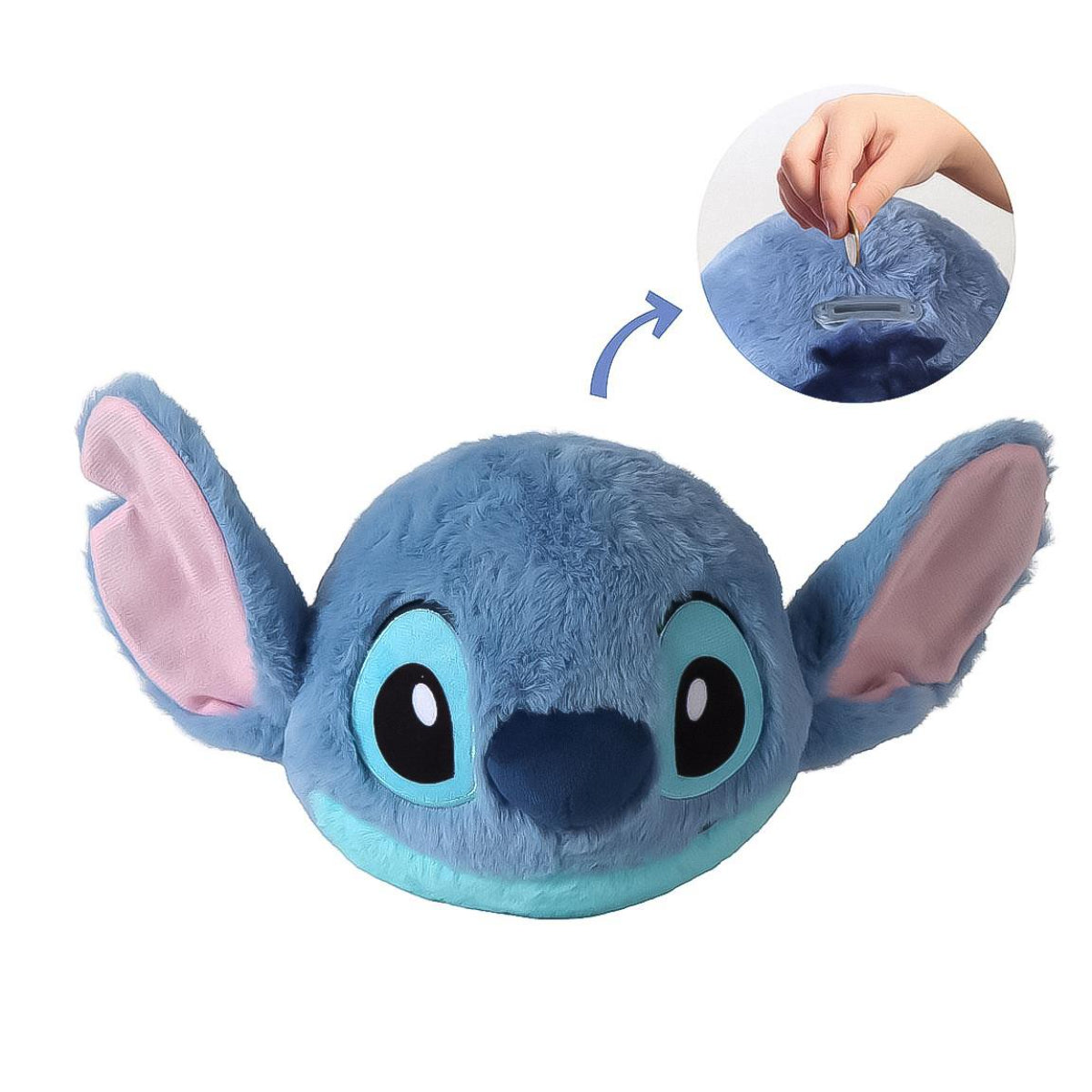 Disney Stitch Plüsch Spardose Kinder 17 × 15 × 15 cm für Münzen Kinderzimmer und Geschenkidee