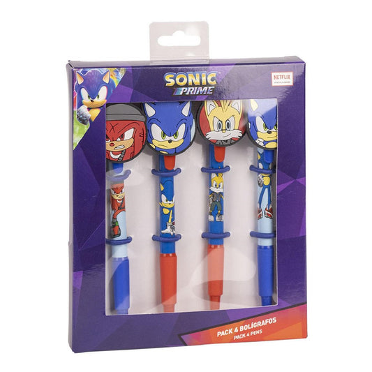 Sonic Prime Stifte-Set 4 Kugelschreiber mit coolen Sonic-Motiven