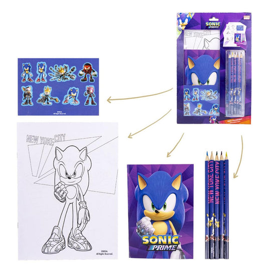 Sonic Prime Mal- und Schreibset – Kinder Schreibwaren-Set zum Ausmalen