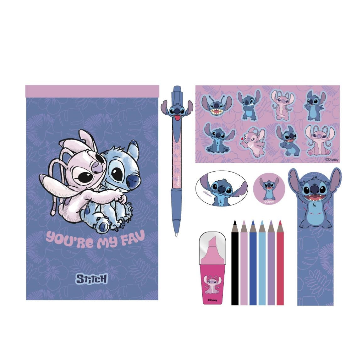 Lilo & Stitch Kreativo Stationery Set für Kinder Geschenkset mit Buntstiften & Schreibzubehör