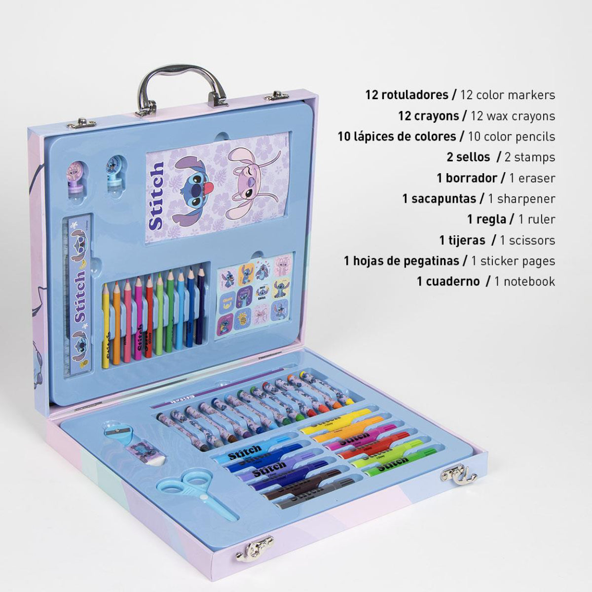 Disney Stitch Kinder Malset Kreativkoffer Ausmalkoffer für Schule Freizeit und Zuhause