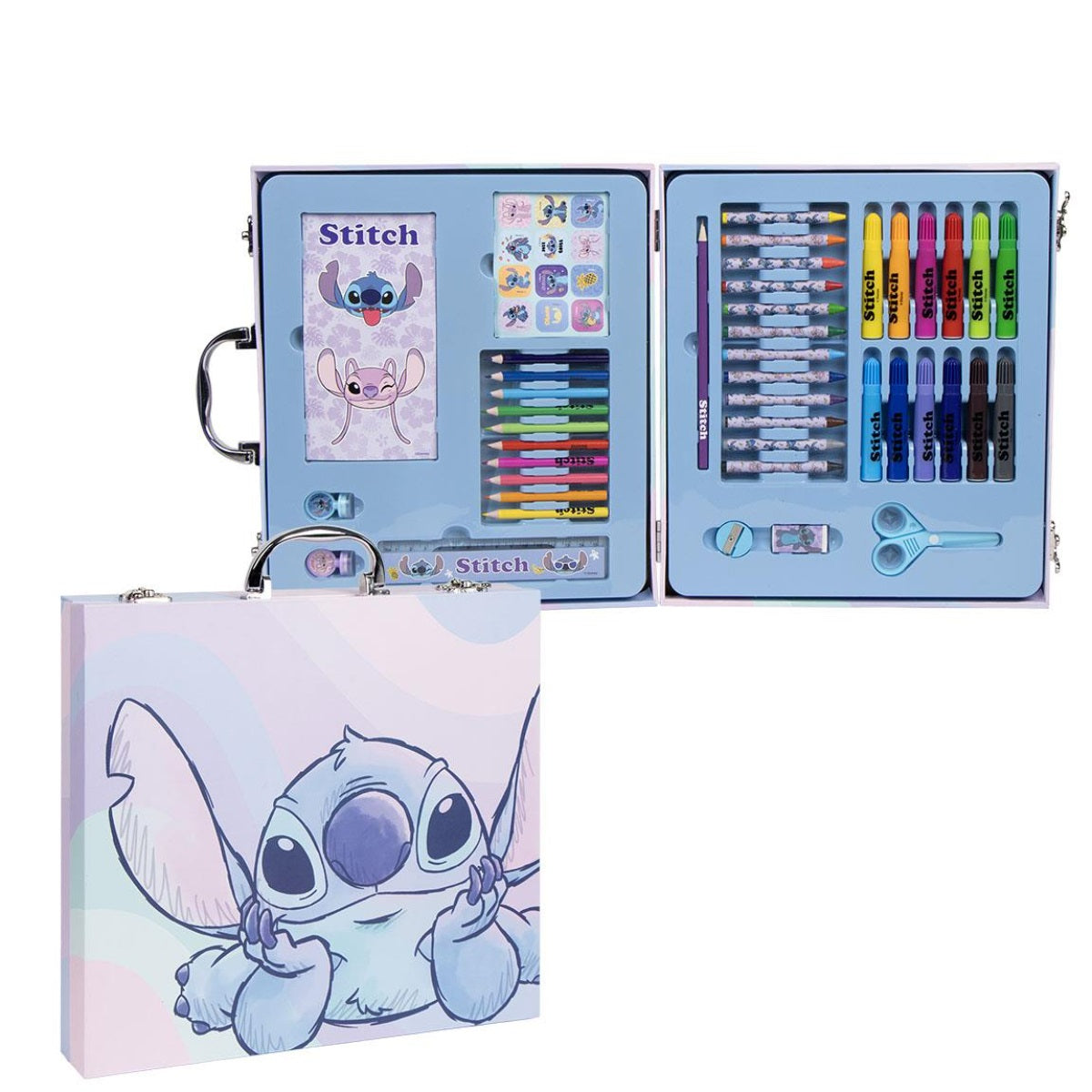 Disney Stitch Kinder Malset Kreativkoffer Ausmalkoffer für Schule Freizeit und Zuhause