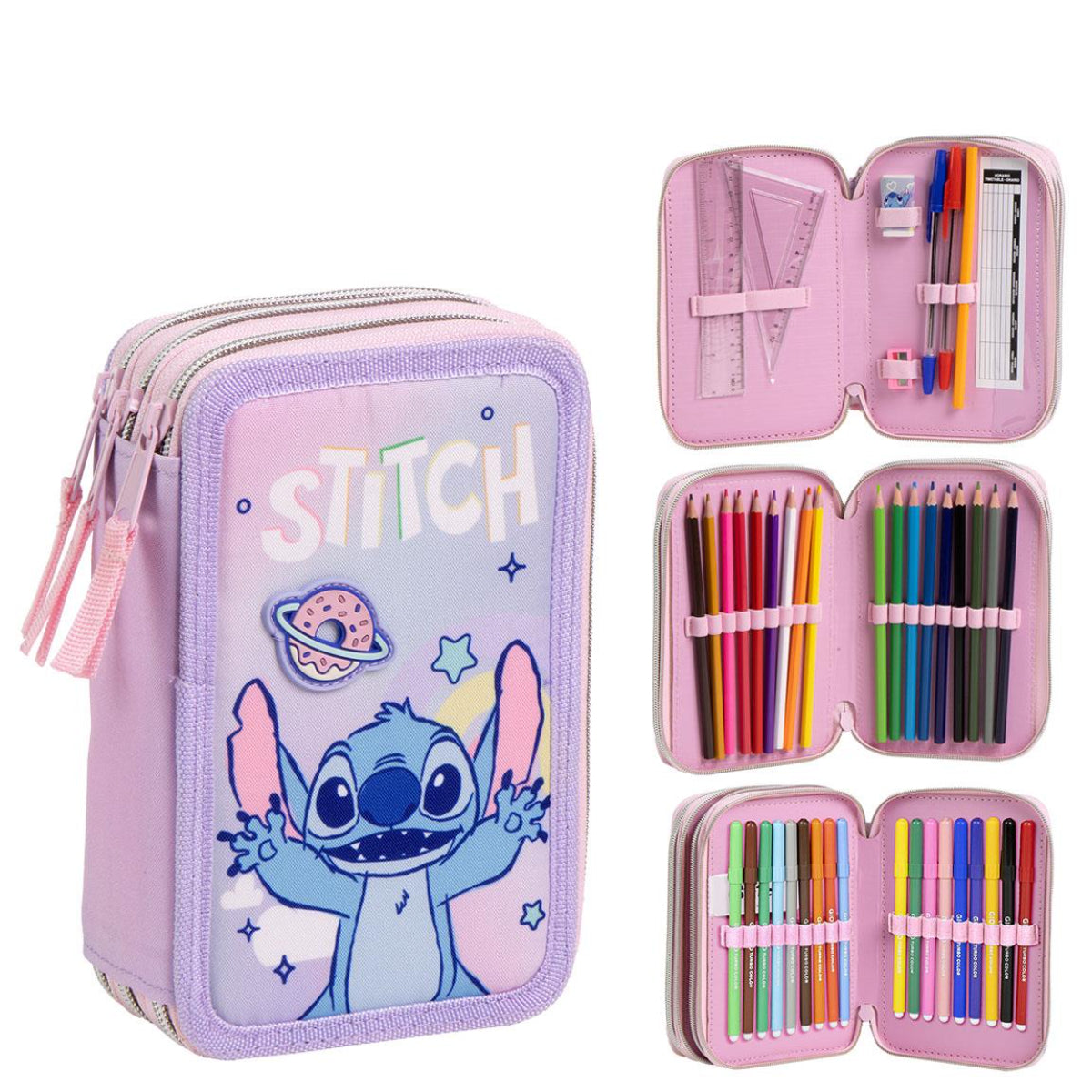 Disney Stitch Federmappe gefüllt – Schuletui & Stiftebox mit Zubehör für Kinder