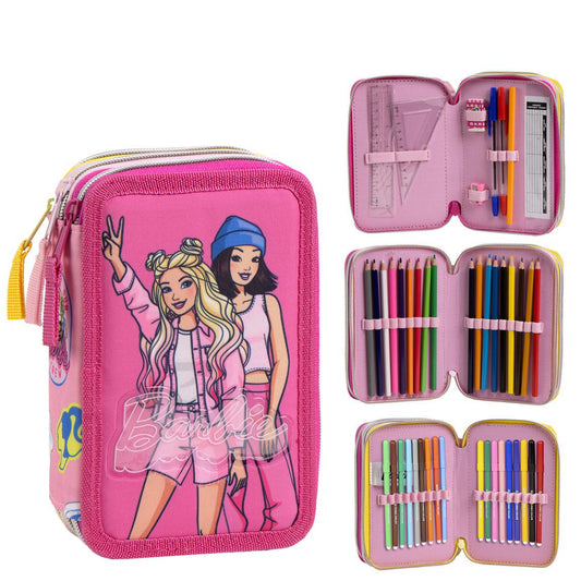 Barbie Federmappe gefüllt – Schuletui & Stiftebox mit Zubehör für Kinder