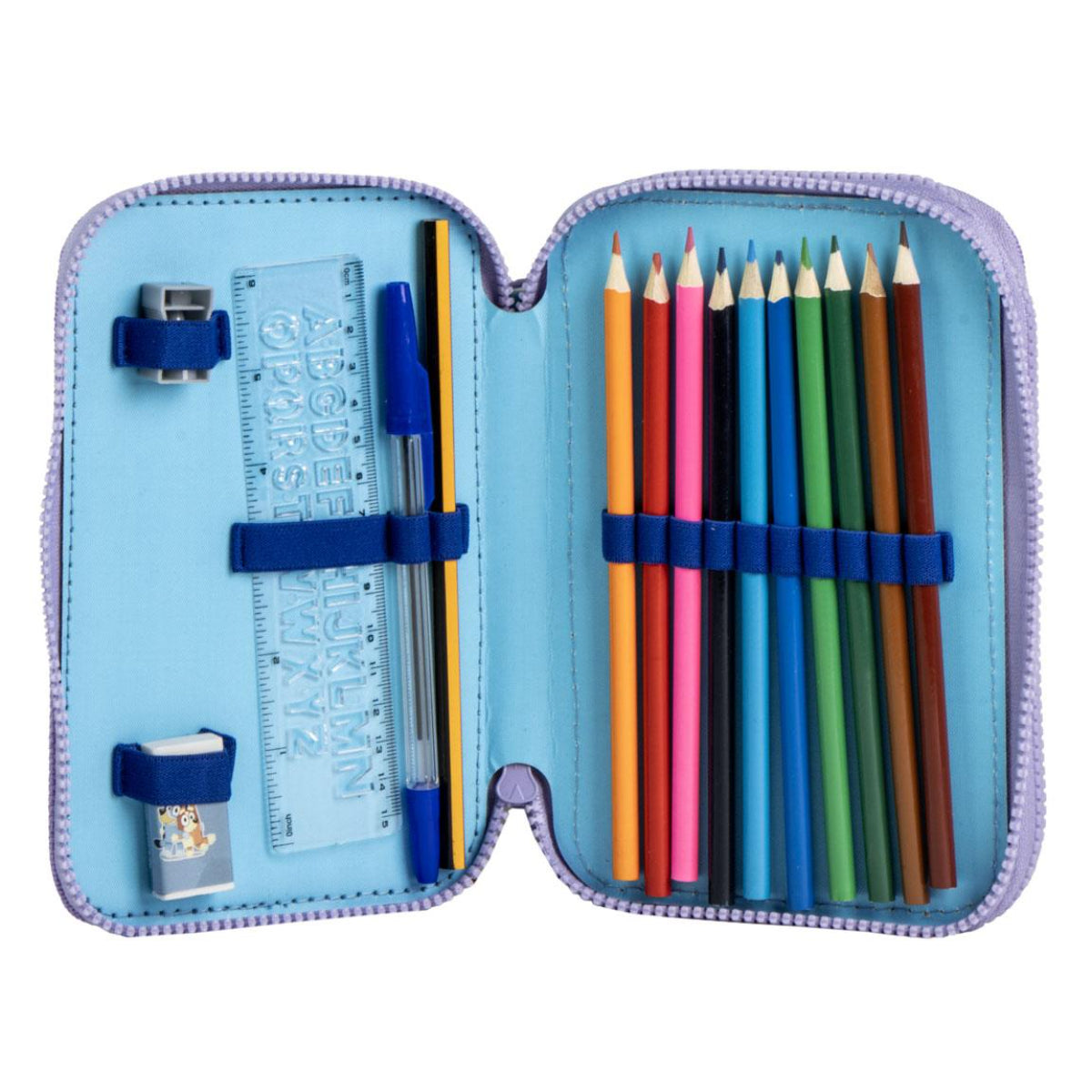Bluey Federmappe gefüllt – Schuletui & Stiftebox mit Zubehör für Kinder