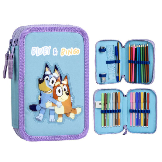 Bluey Federmappe gefüllt – Schuletui & Stiftebox mit Zubehör für Kinder
