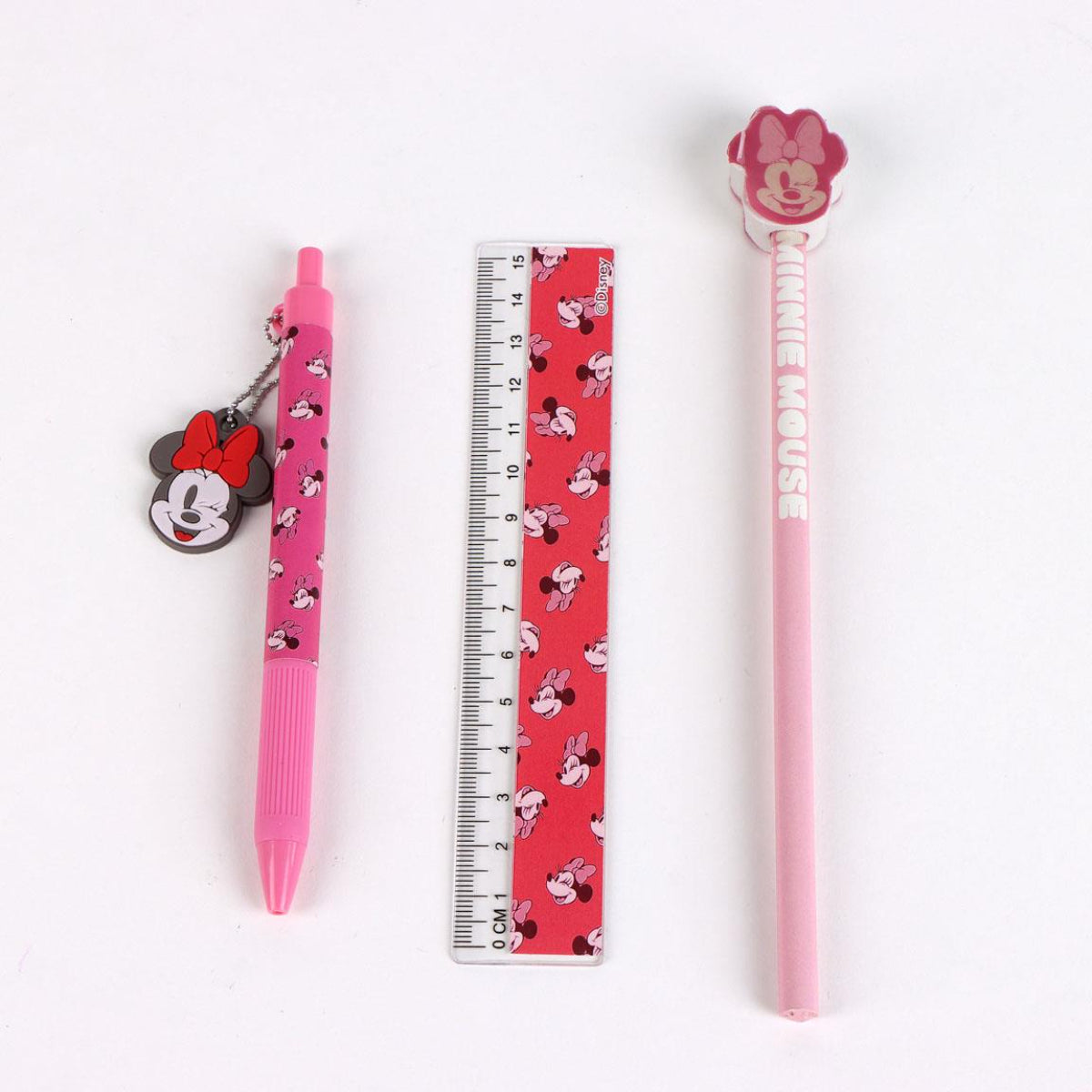 Disney Minnie Mouse Schulset mit Stift Bleistift Lineal und Becher