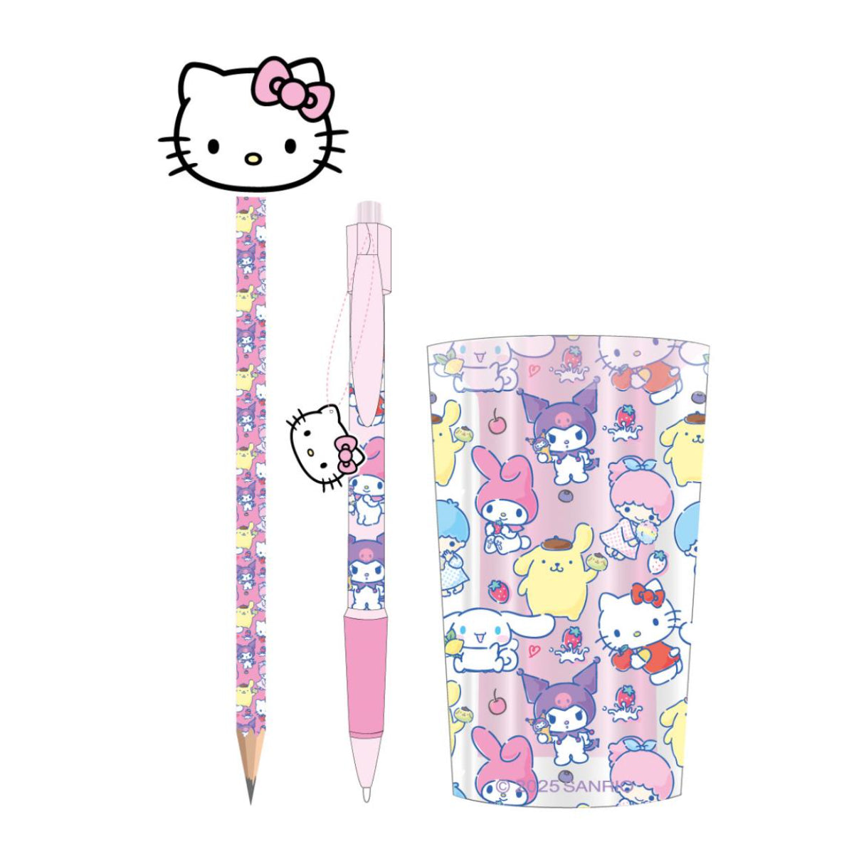 Sanrio Hello Kitty Schreibwaren Set Kinder mit Stift Becher und Bleistift
