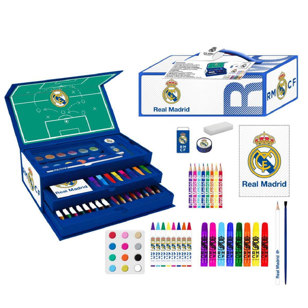 Real Madrid Farbkasten Schreibwaren-Set für Kinder Coole Fan Artikel