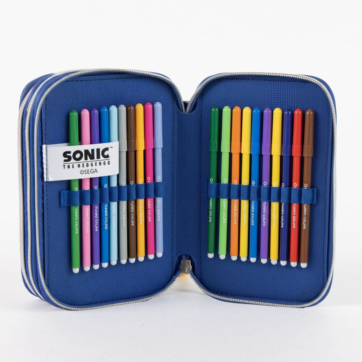 Sonic Federmäppchen mit Inhalt Kinder Schule Freizeit Zubehör