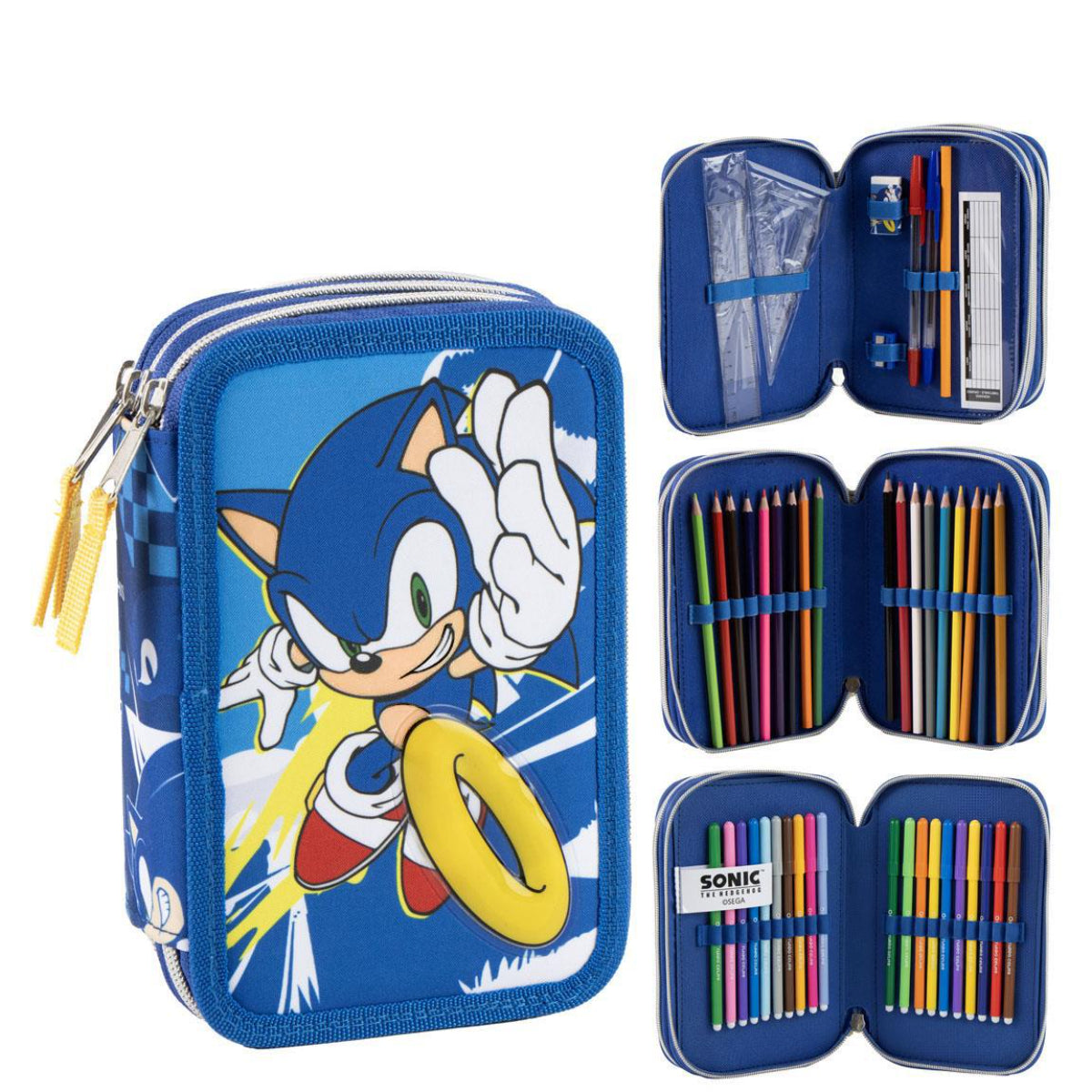 Sonic Federmäppchen mit Inhalt Kinder Schule Freizeit Zubehör