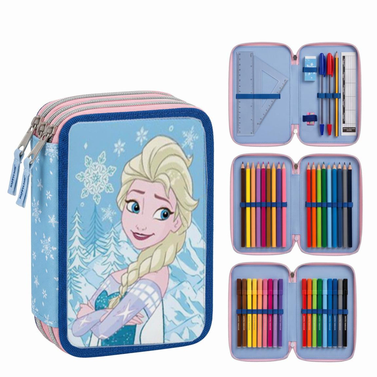 Disney Frozen Gefüllte Federmäppchen mit Zubehör für Schule und Freizeit