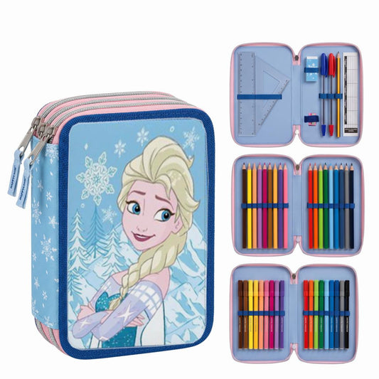 Disney Frozen Gefüllte Federmäppchen mit Zubehör für Schule und Freizeit