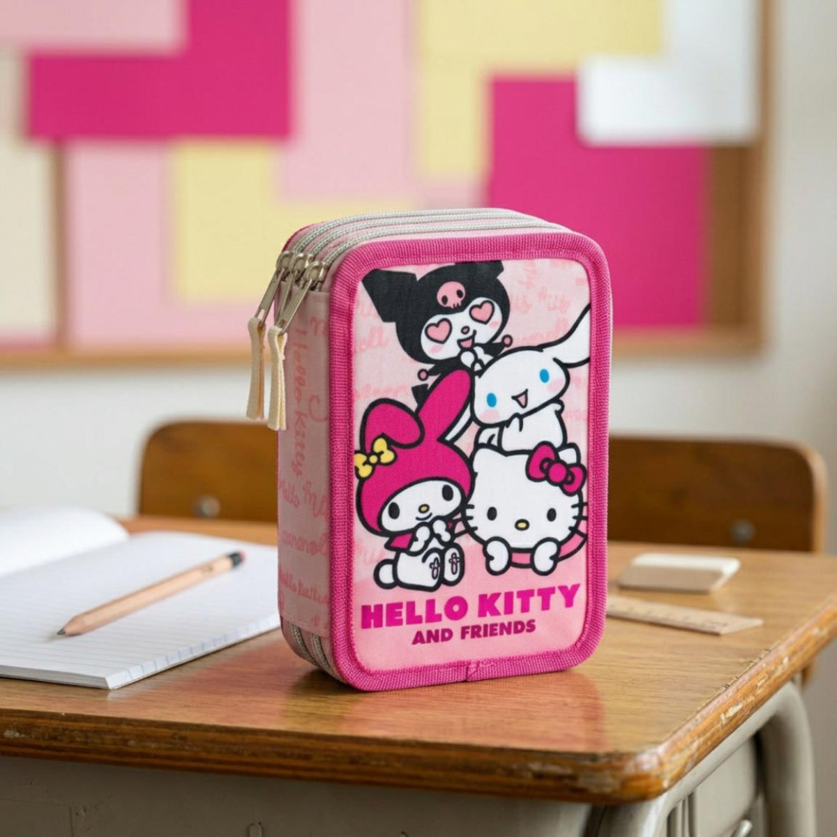 Hello Kitty Kuromi Federmäppchen Kinder Schüleretui mit Zubehör 2 Fächer