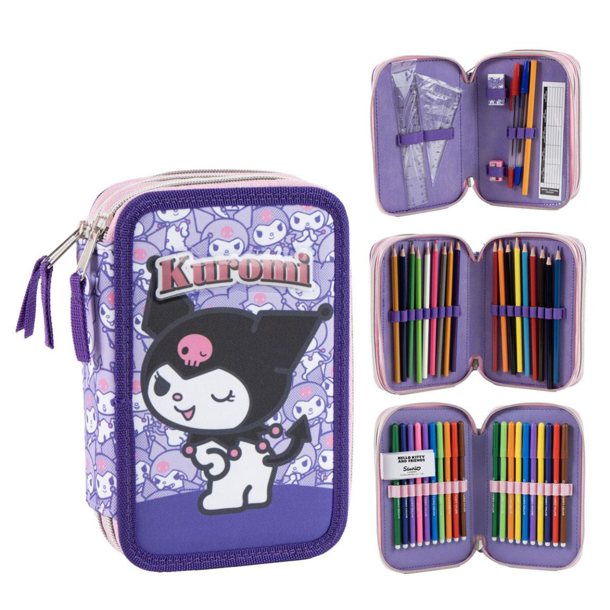 Hello Kitty Kuromi Pencil Case Kinder Federmappe Schulset 13 × 7 × 20 cm