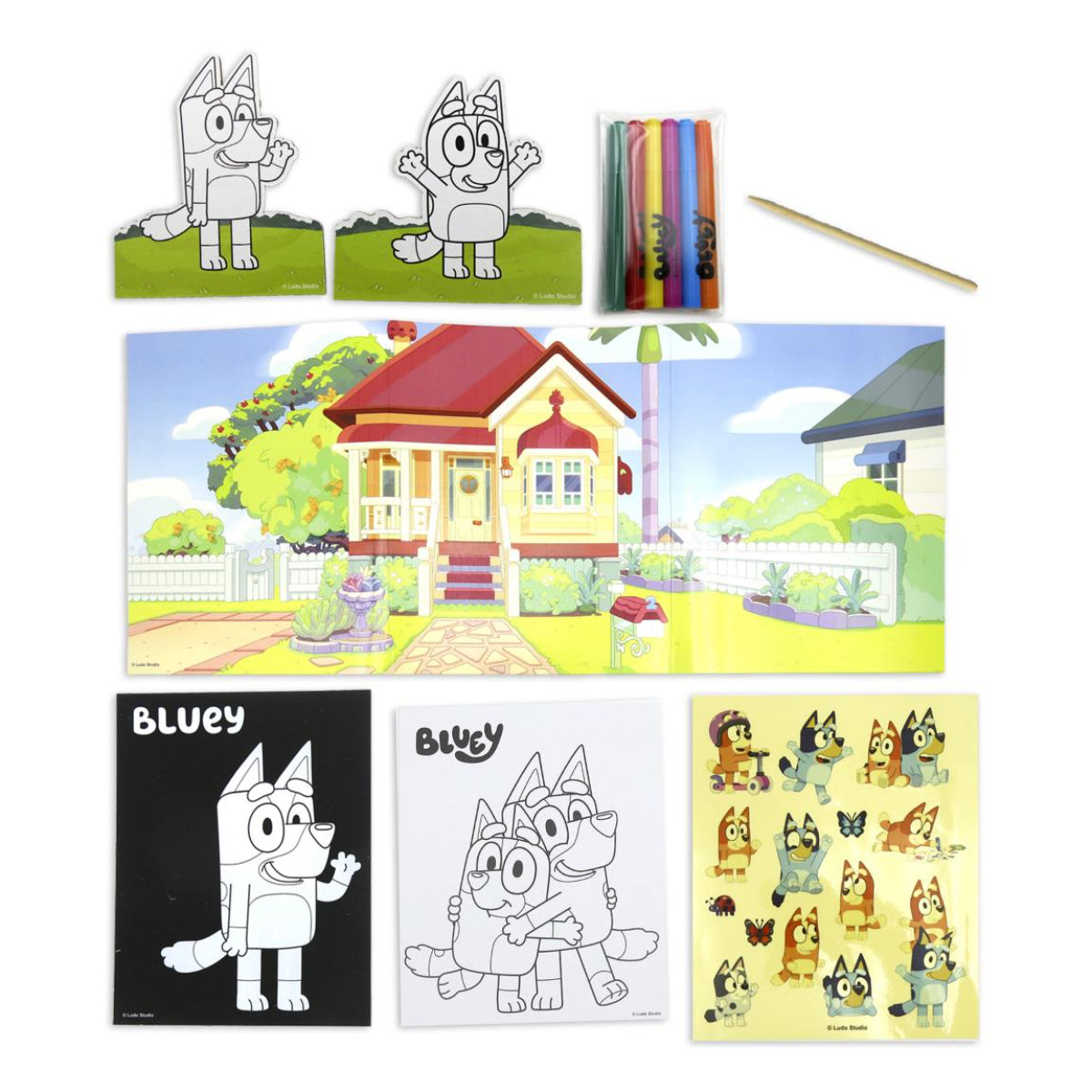 Bluey Kinder Malset im Rucksack Format kompakt für Reisen Ausflüge und kreative Beschäftigung
