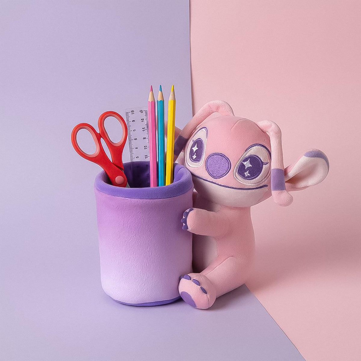 Disney Stitch Angel Kinder Stiftehalter Plüsch für Bleistifte Marker Schreibtisch und Kinderzimmer