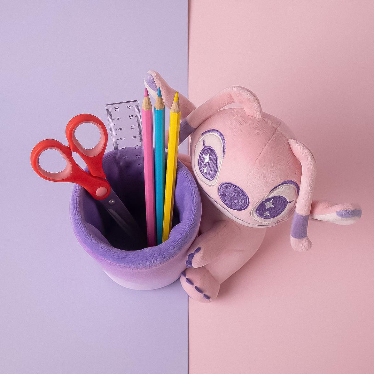 Disney Stitch Angel Kinder Stiftehalter Plüsch für Bleistifte Marker Schreibtisch und Kinderzimmer