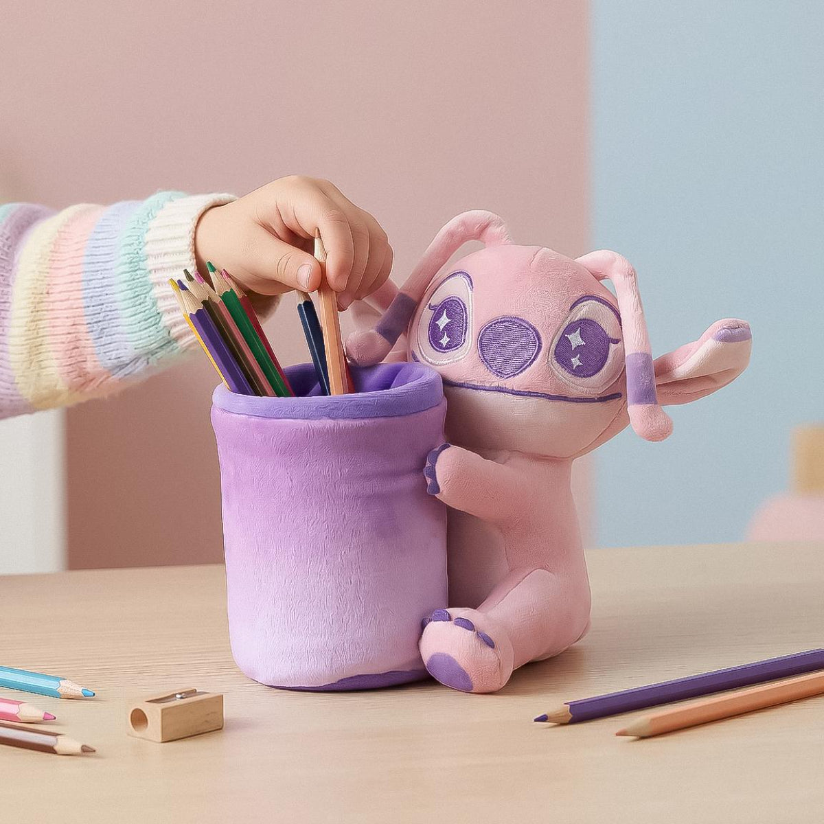Disney Stitch Angel Kinder Stiftehalter Plüsch für Bleistifte Marker Schreibtisch und Kinderzimmer
