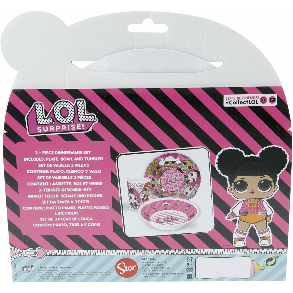 3 teiliges Lol Surprise Rock Kindergeschirr Melamin (Teller, Schüssel und Becher 260 ml)