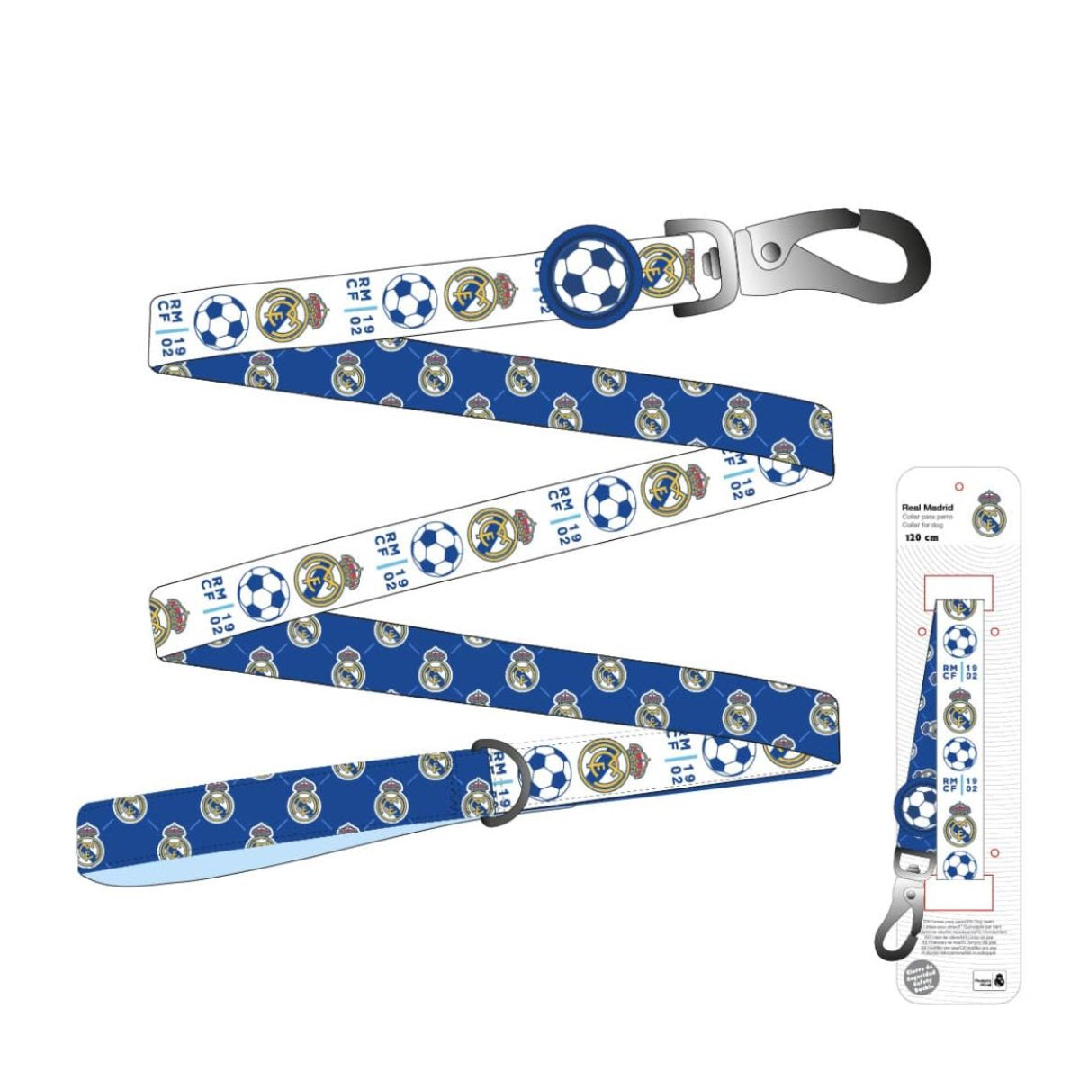 Real Madrid 120 cm Hundehalsband aus Polyester mit Metallclip – Verstellbar & Robust