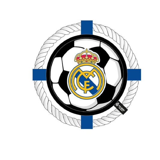 Real Madrid Hundespielzeug – Wurfring mit Seil aus Polyester & Baumwolle