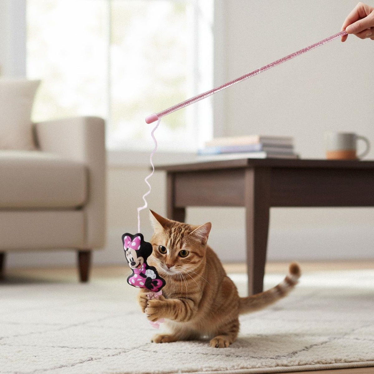 Disney Minnie Mouse Spielangel Katzenspielstab leichtes Haustier Zubehör