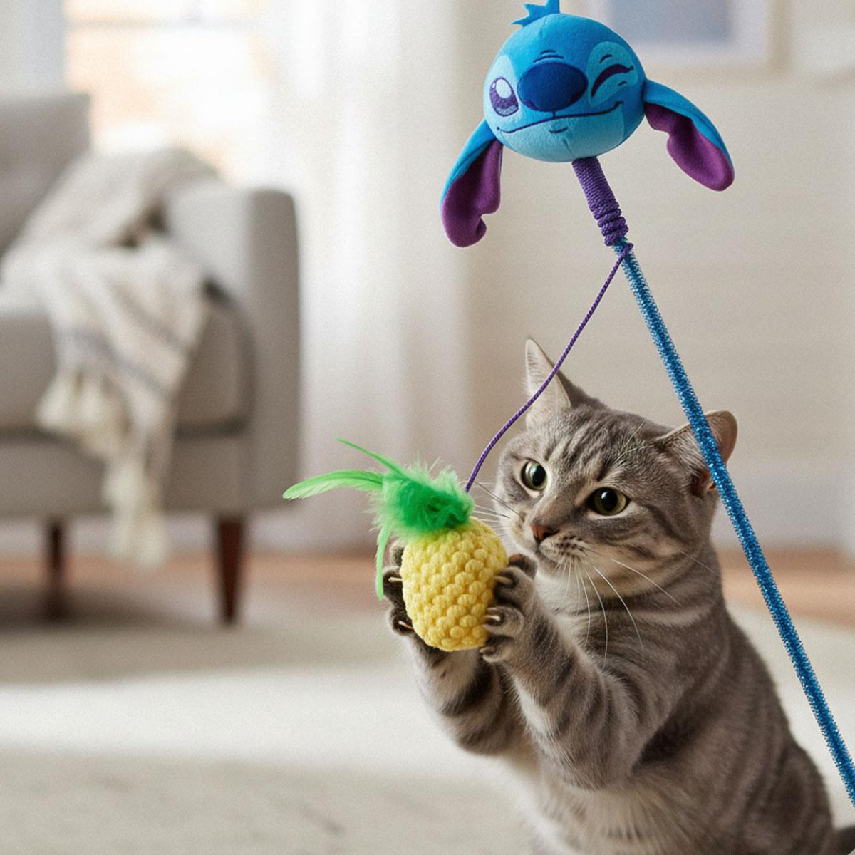 Disney Stitch Katzenstab Spielzeug für Stubentiger im Blister 50 cm