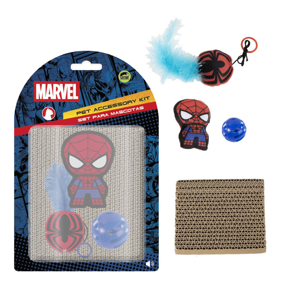 Marvel Spiderman Katzen Spielzeug Set Haustier Zubehör mit Motiv