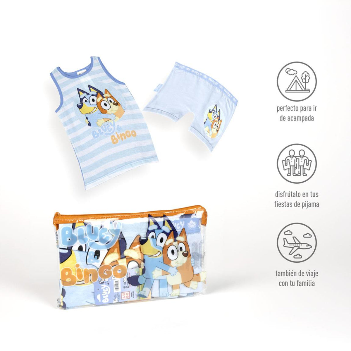 Bluey Schlafanzug Kinder Pyjama Set & Nachtwäsche aus 100 % Baumwolle mit Tasche