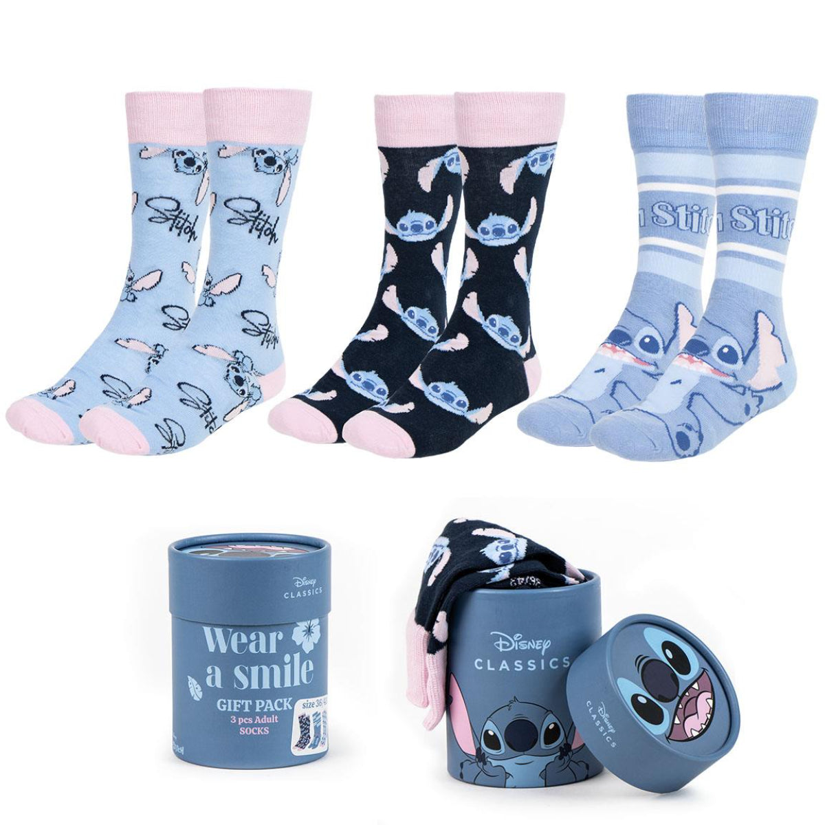 Disney Stitch Socken 3er Set mit komfortabler Passform in Größe 36–43