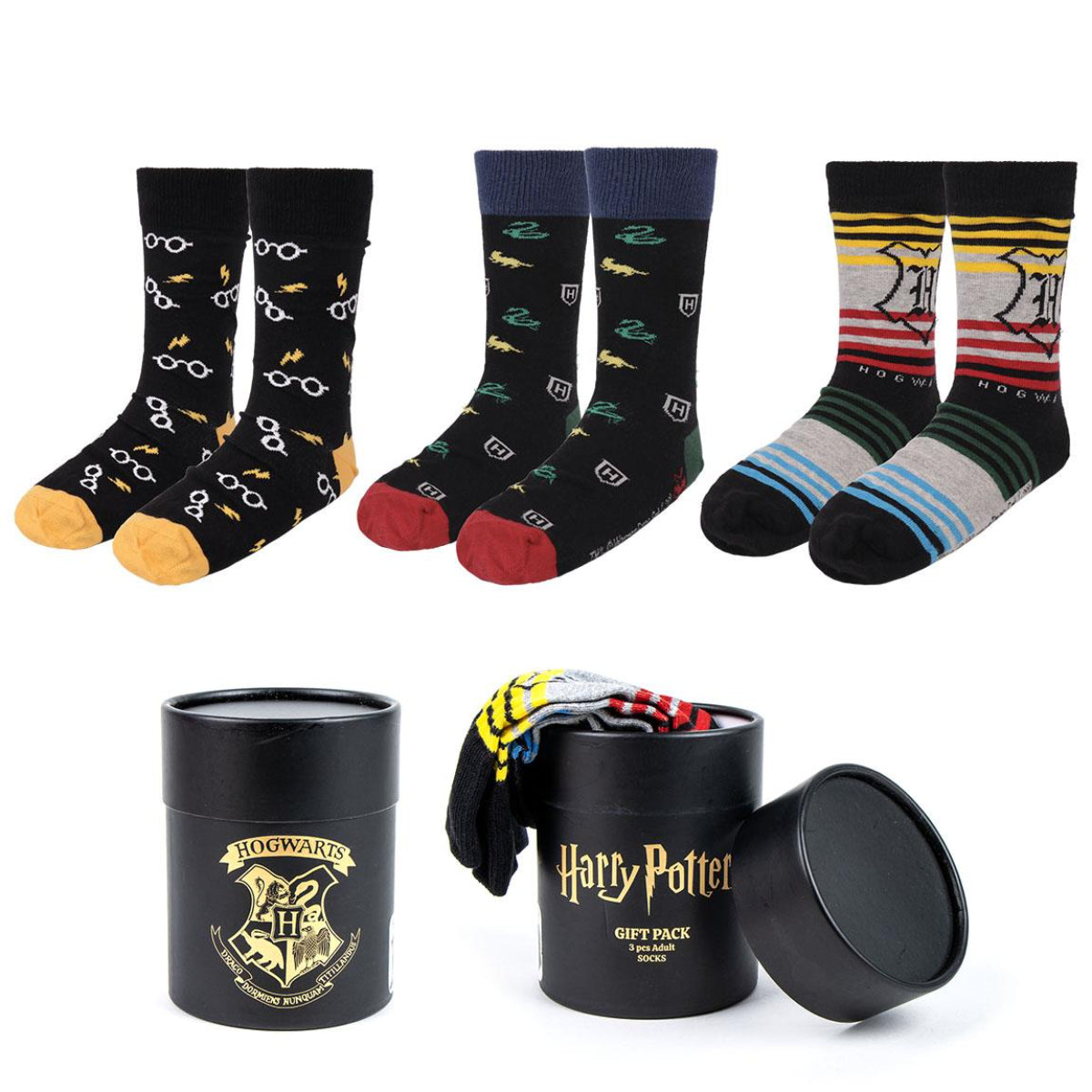 Harry Potter Socken 3er Pack für Erwachsene in Größe 38–45