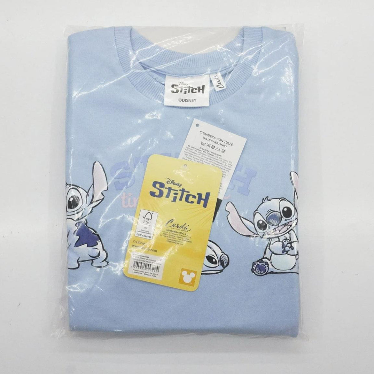 Disney Stitch Kinder Sweatshirt French Terry Pullover mit Tüll Baumwollmix