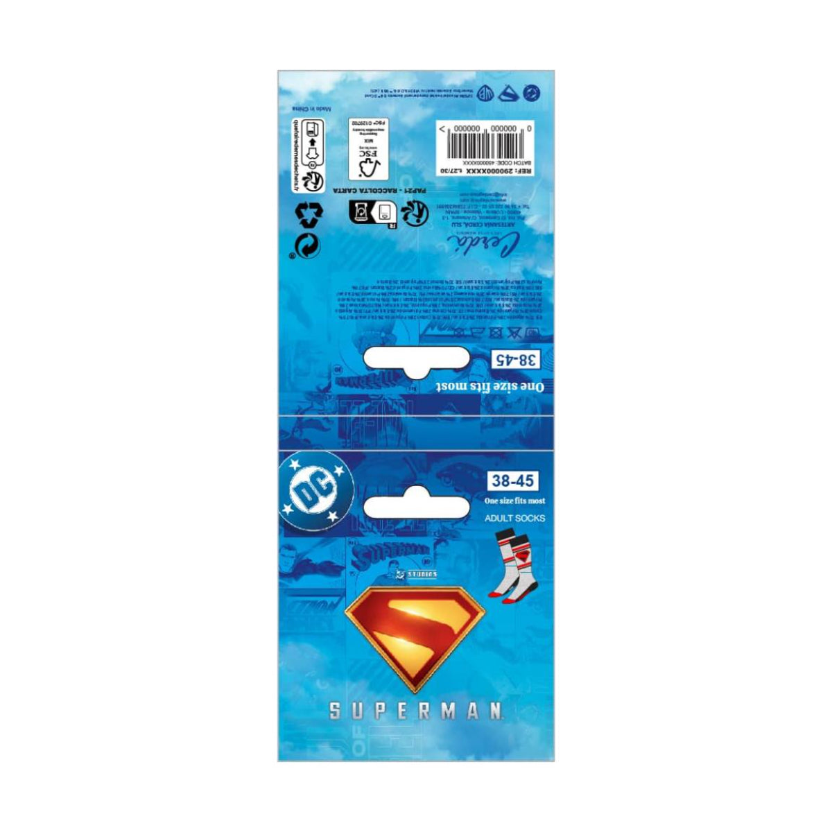 DC Comics Superman 1 Paar Socken mit komfortabler Passform in Größe 38-45