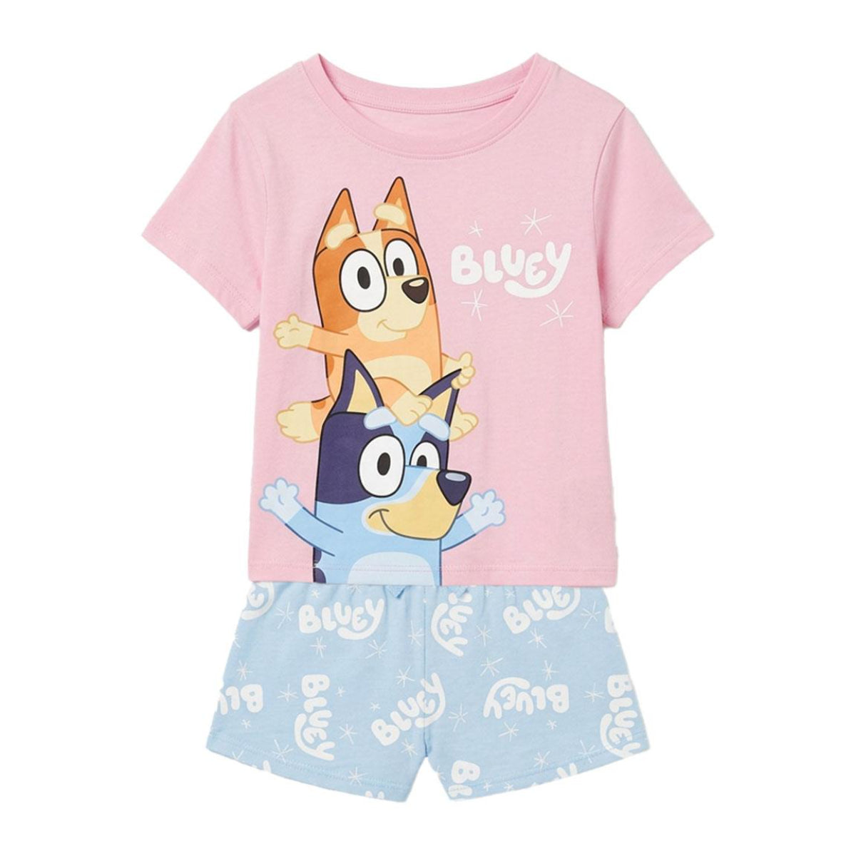 Bluey Kinder Nachtwäsche Kurzarm Pyjama Sommer Schlafset Baumwolle
