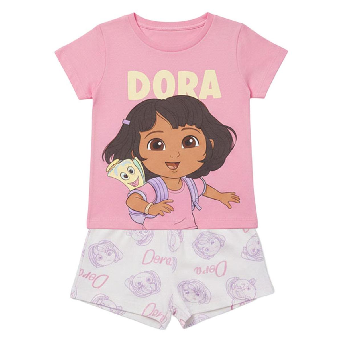 Dora La Exploradora Kinder Pyjama kurz Zweiteiler Shirt Shorts Nachtwäsche