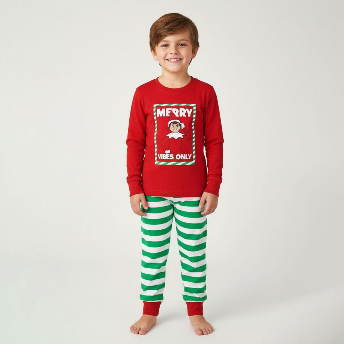 The Elf Kinder Pyjama Weihnachten Baumwollmix Zweiteiler Lang