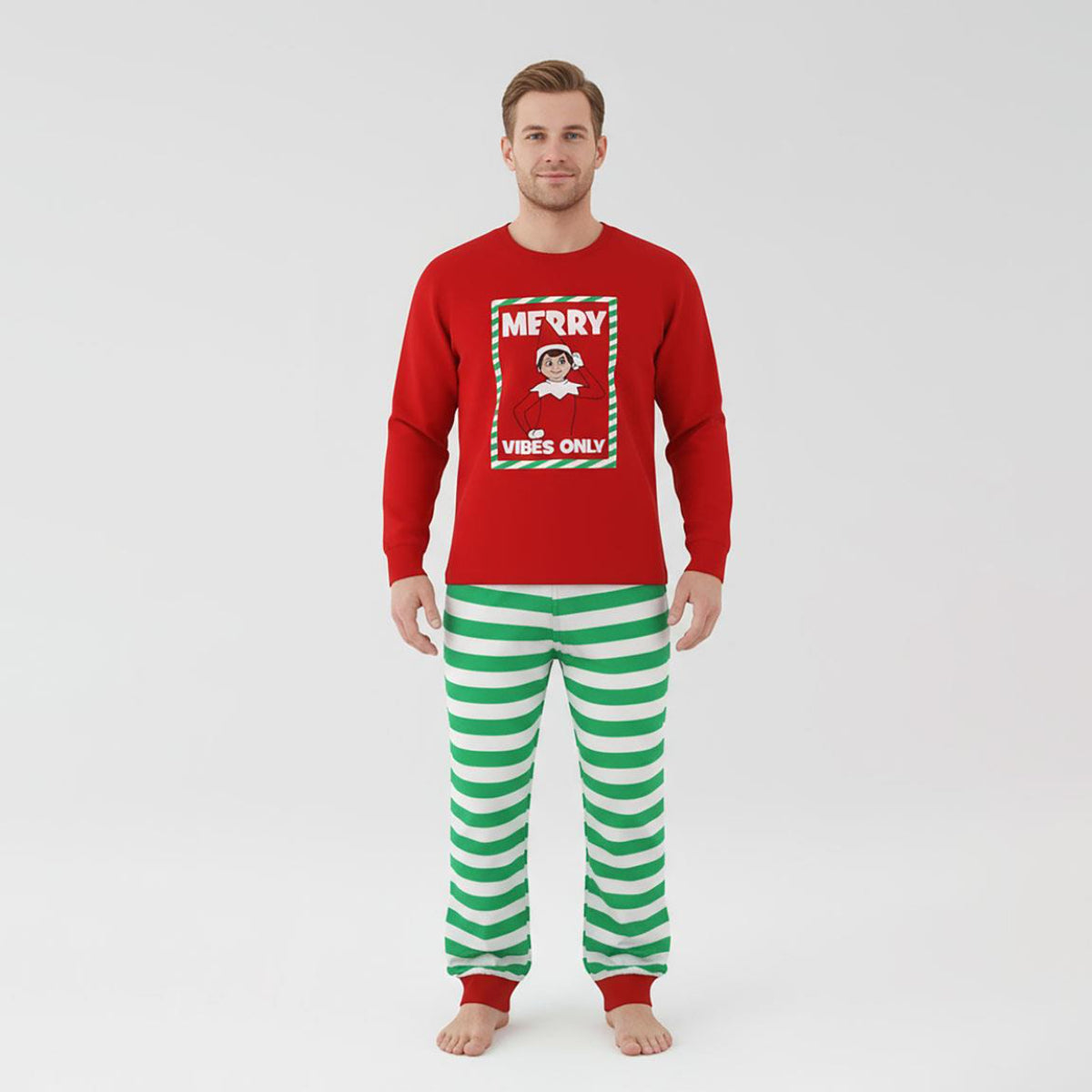The Elf Erwachsene Pyjama Weihnachten Baumwollmix Zweiteiler Lang