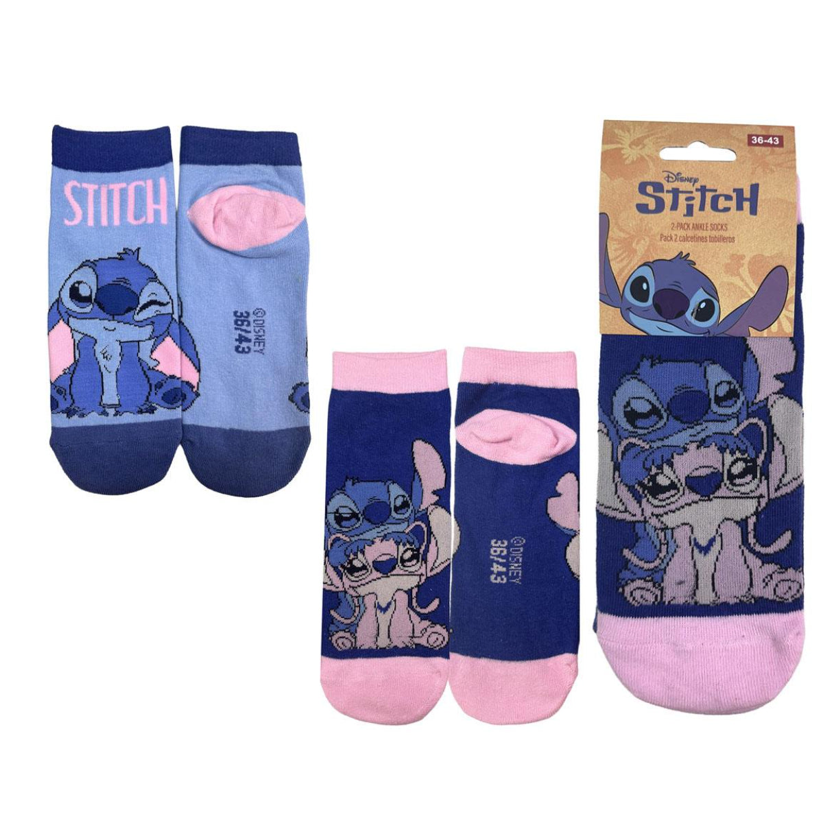 Disney Lilo und Stitch Unisex Kurzsocken Set 36 bis 43 (Onesize)